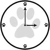 Clock icon with paw print background